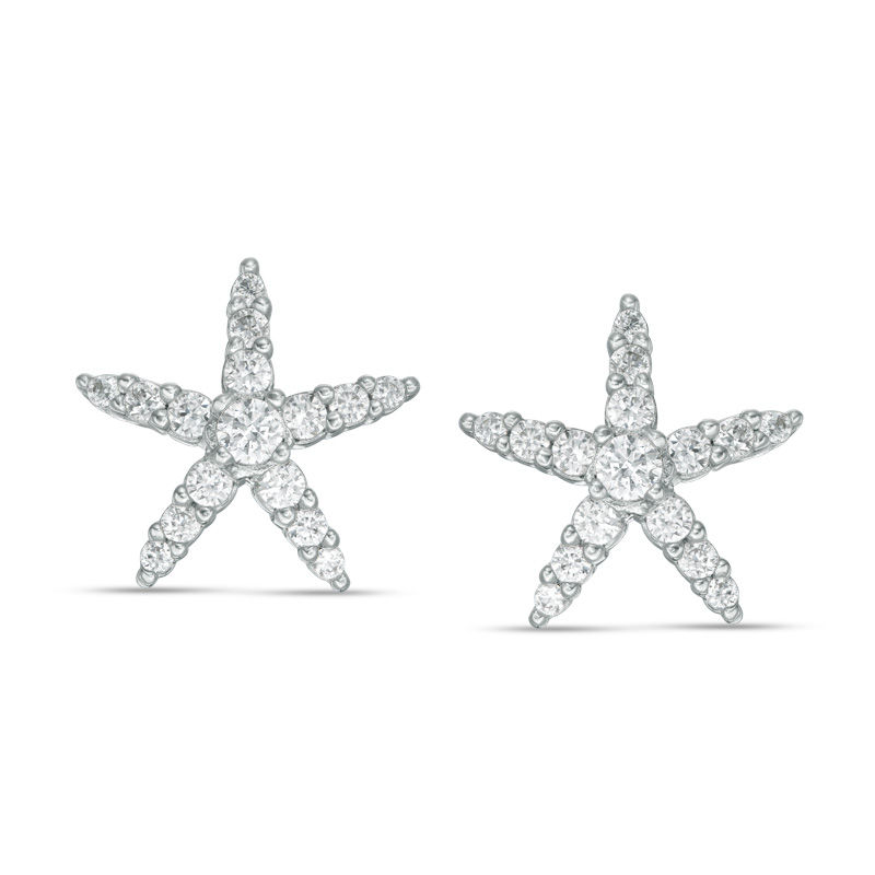 Main Image 1 of Cubic Zirconia Starfish Stud Earrings in Sterling silver
