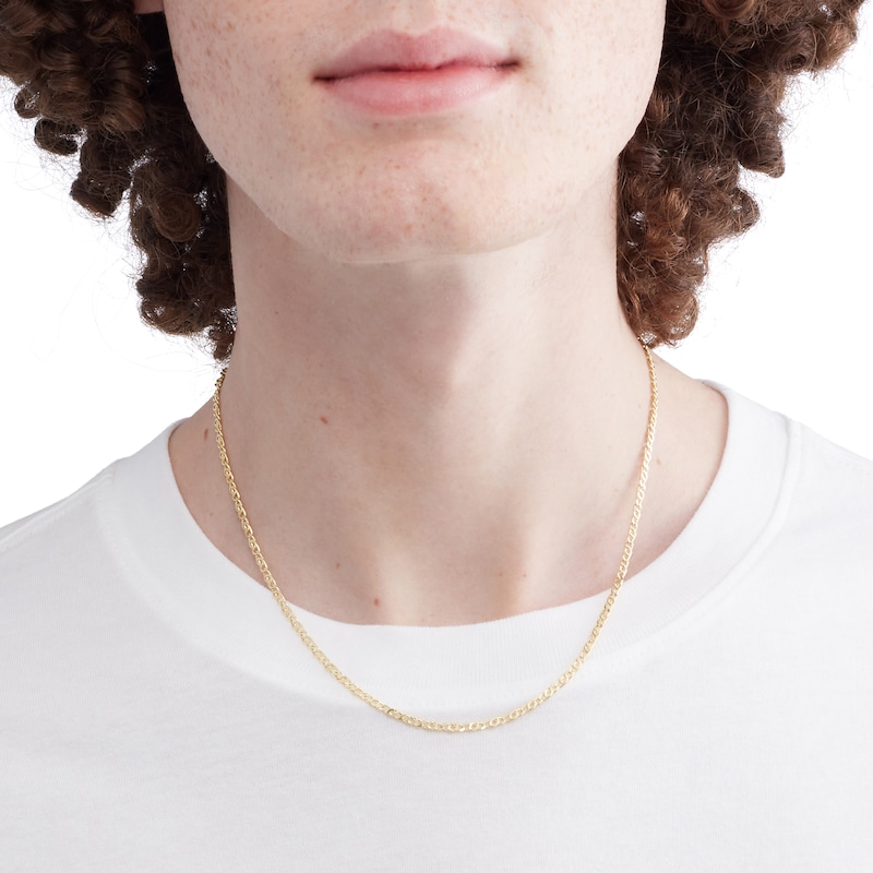 Main Image 3 of 10K Hollow Gold Diamond-Cut Birdseye Curb Chain - 18"