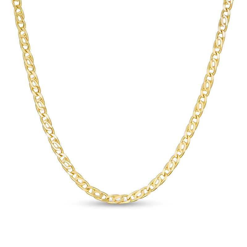 Child's 060 Gauge Diamond-Cut Birdseye Curb Chain Necklace in 10K Hollow Gold - 15"