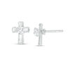 Thumbnail Image 1 of 3mm Cubic Zirconia and Diamond-Cut Cross Stud Earrings in Sterling Silver
