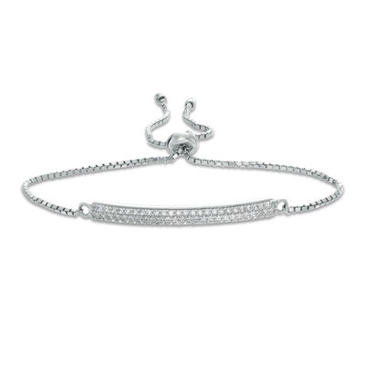 Cubic Zirconia Bar Bolo Bracelet in Sterling Silver - 9.5"