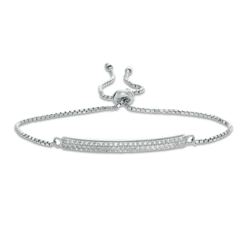 Cubic Zirconia Bar Bolo Bracelet in Sterling Silver - 9.5"