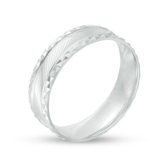 6mm Diamond-Cut Concave Comfort Fit Wedding Band in Sterling Silver - Size 10
