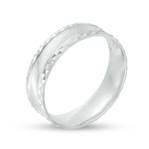 6mm Diamond-Cut Concave Comfort Fit Wedding Band in Sterling Silver - Size 10