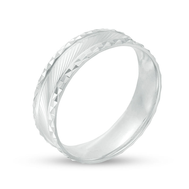 6mm Diamond-Cut Concave Comfort Fit Wedding Band in Sterling Silver - Size 10