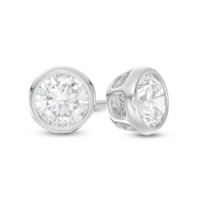 5mm Bezel-Set Cubic Zirconia Solitaire Stud Earrings in Sterling Silver