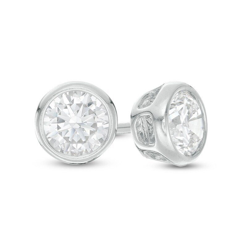 Main Image 1 of 5mm Bezel-Set Cubic Zirconia Solitaire Stud Earrings in Sterling Silver