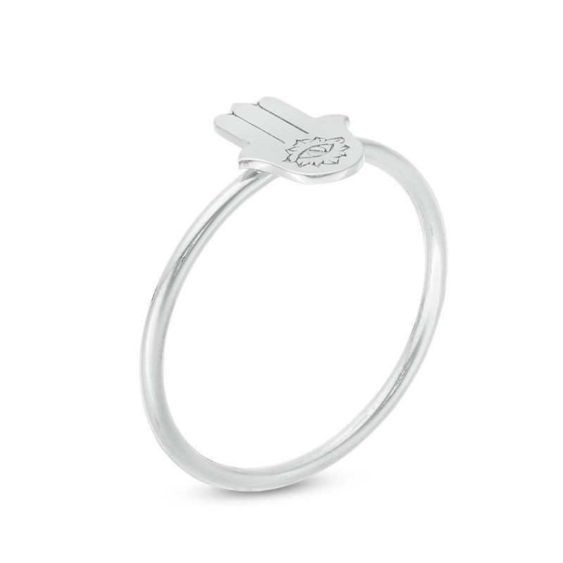 Main Image 2 of Hamsa with Etched Evil Eye Ring in Sterling Silver - Size 7