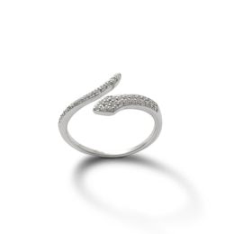 Sterling Silver CZ Snake Bypass Wrap Ring Made in Italy - Size 7