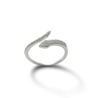 Sterling Silver CZ Snake Bypass Wrap Ring Made in Italy - Size 7