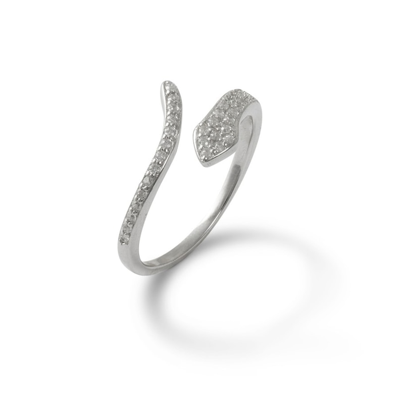 Main Image 2 of Sterling Silver CZ Snake Bypass Wrap Ring Made in Italy - Size 7