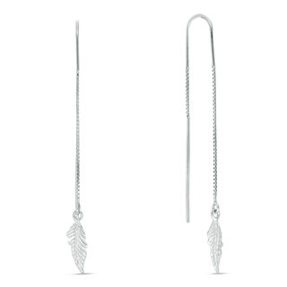Made in Italy Diamond-Cut Leaf Threader Earrings in Sterling Silver