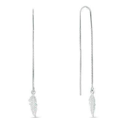 Made in Italy Diamond-Cut Leaf Threader Earrings in Sterling Silver