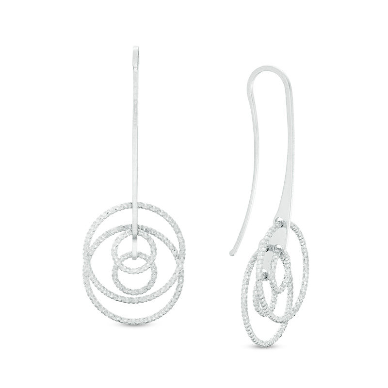 Made in Italy Diamond-Cut Layered Circles Threader Earrings in Sterling Silver