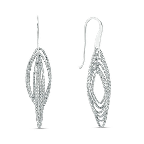 Diamond-Cut Marquise Drop Earrings in Sterling Silver