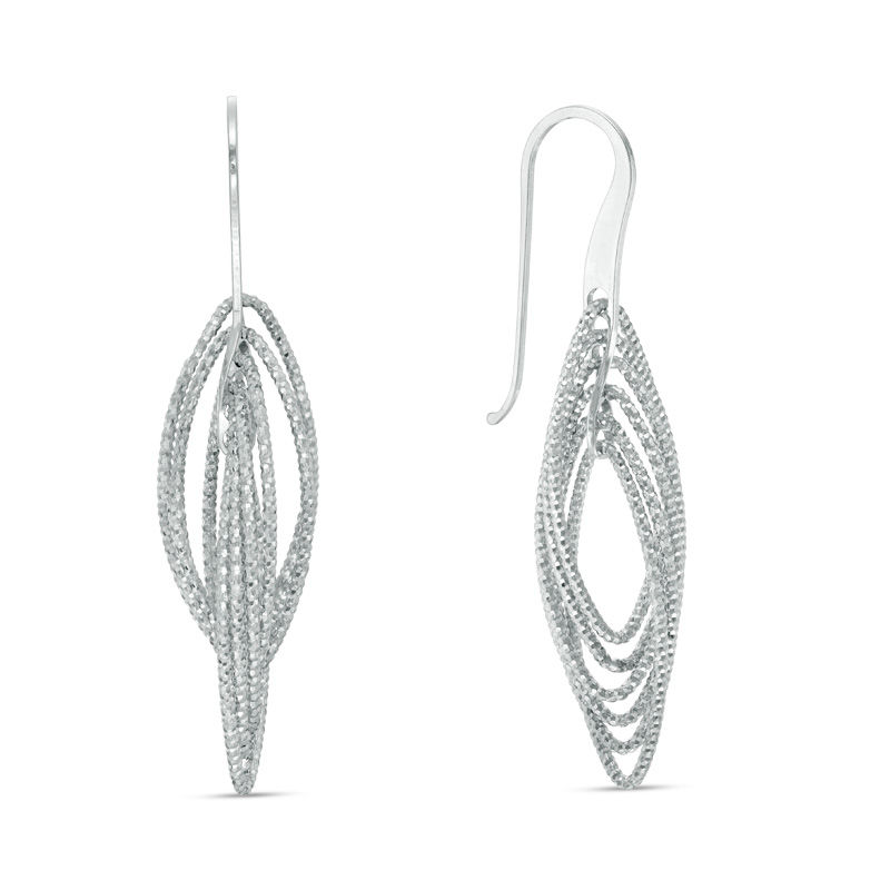 Main Image 1 of Diamond-Cut Marquise Drop Earrings in Sterling Silver