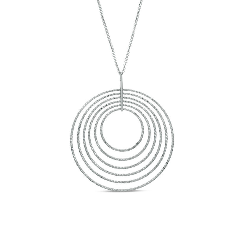 Main Image 1 of Diamond-Cut Multi-Circle Pendant in Sterling Silver