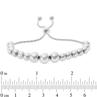 Graduating Ball Beaded Bolo Bracelet in Sterling Silver - 10.25"