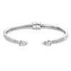 Thumbnail Image 1 of Pear-Shaped Cubic Zirconia and Crystal Hinged Cuff in Brass with White Rhodium