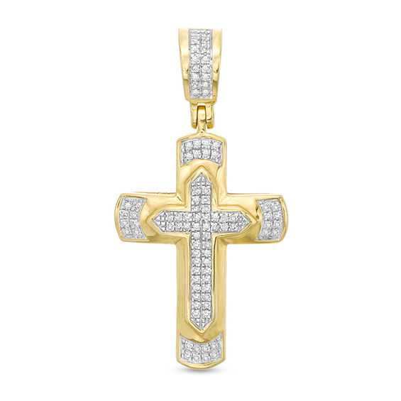 1/8 CT. T.W. Diamond Cross Pendant Charm in 10K Gold