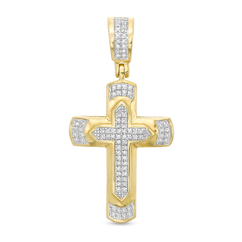 Main Image 1 of 1/8 CT. T.W. Diamond Cross Pendant Charm in 10K Gold