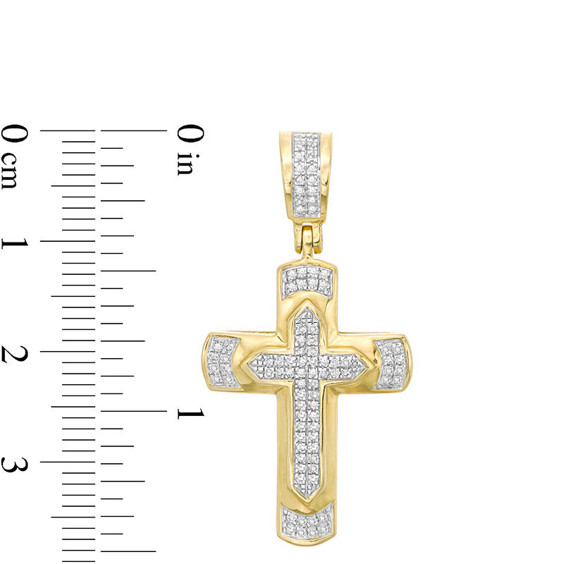 Main Image 2 of 1/8 CT. T.W. Diamond Cross Pendant Charm in 10K Gold