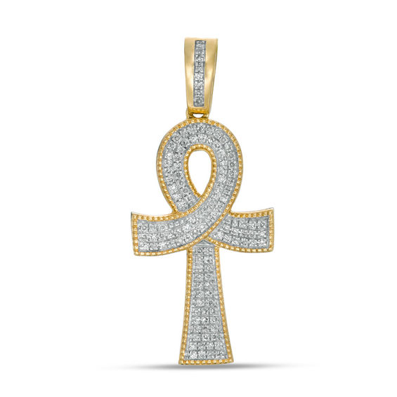 1/ CT. T.W. Diamond Ankh Cross Pendant in 10K Gold