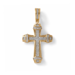 1/8 CT. T.W. Diamond Collar Cross Pendant Charm in 10K Gold