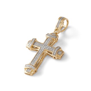1/8 CT. T.W. Diamond Collar Cross Pendant Charm in 10K Gold