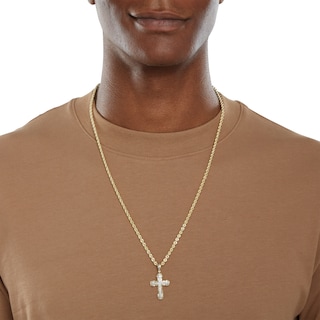 1/8 CT. T.W. Diamond Collar Cross Pendant Charm in 10K Gold