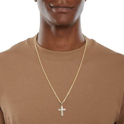 1/8 CT. T.W. Diamond Collar Cross Pendant Charm in 10K Gold