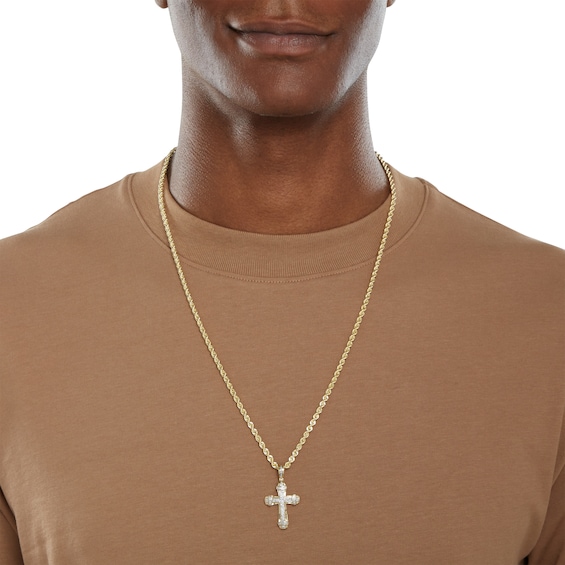 1/8 CT. T.W. Diamond Collar Cross Pendant Charm in 10K Gold