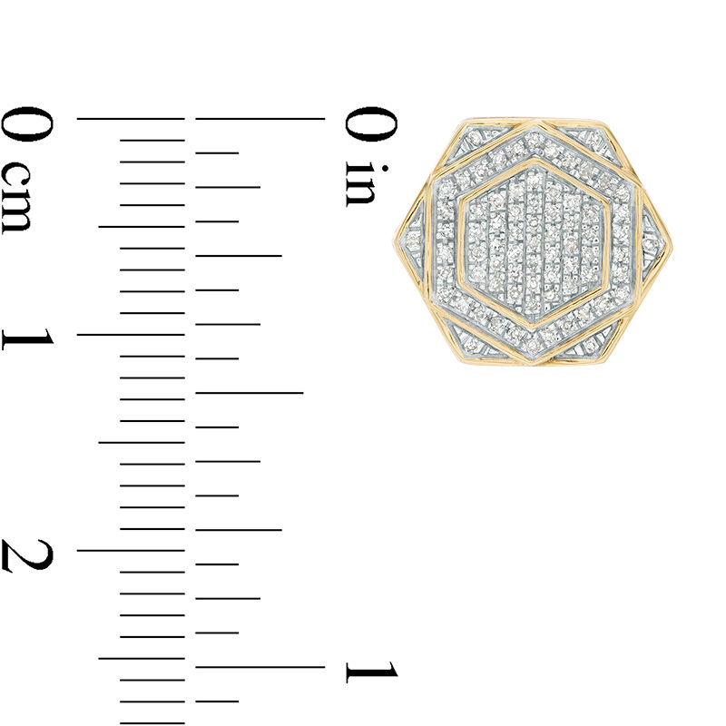 1/5 CT. T.W. Diamond Hexagon Frame Stud Earrings in 10K Gold
