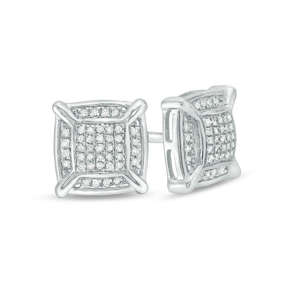 1/ CT. T.W. Composite Diamond Square Stud Earrings in Sterling Silver