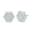 Thumbnail Image 1 of 1/10 CT. T.W. Composite Diamond Hexagon Frame Stud Earrings in Sterling Silver