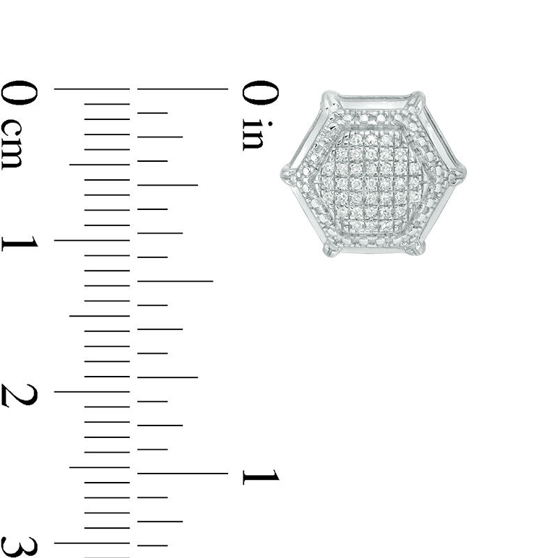 Main Image 2 of 1/10 CT. T.W. Composite Diamond Hexagon Frame Stud Earrings in Sterling Silver