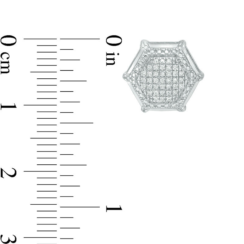 1/10 CT. T.W. Composite Diamond Hexagon Frame Stud Earrings in Sterling Silver