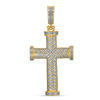 1/10 CT. T.W. Diamond Chevron Striped Cross Pendant Charm in Sterling Silver with 14K Gold Plate