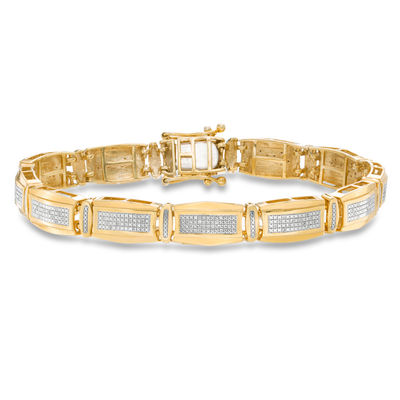 1/5 CT. T.W. Diamond Link Bracelet in Sterling Silver with 14K Gold Plate - 8.5"