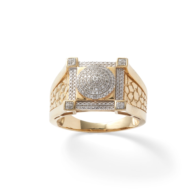 1/6 CT. T.W. Composite Diamond Square Nugget Ring in Sterling Silver with 14K Gold Plate
