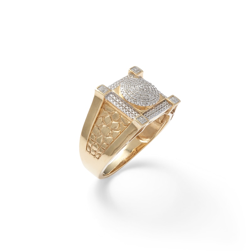 1/6 CT. T.W. Composite Diamond Square Nugget Ring in Sterling Silver with 14K Gold Plate
