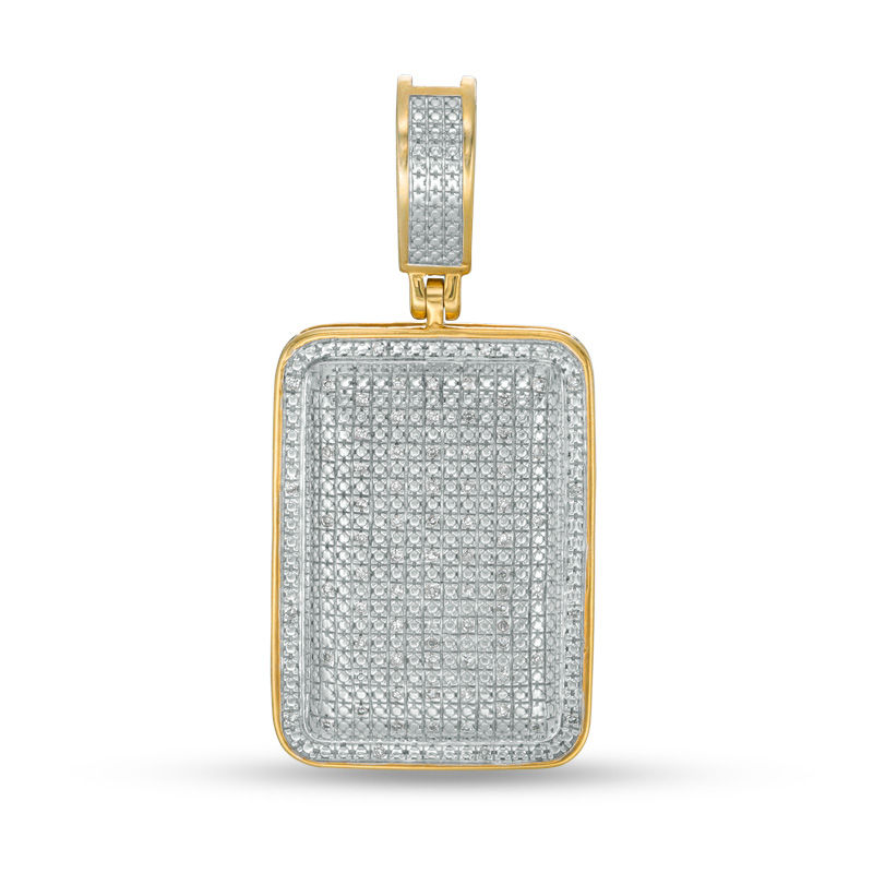 Main Image 1 of 1/10 CT. T.W. Diamond Large Rectangle Charm in Sterling Silver with 14K Gold Plate