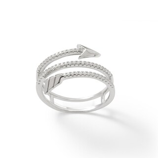 Sterling Silver CZ Arrow Wrap Ring Made in Italy - Size 7