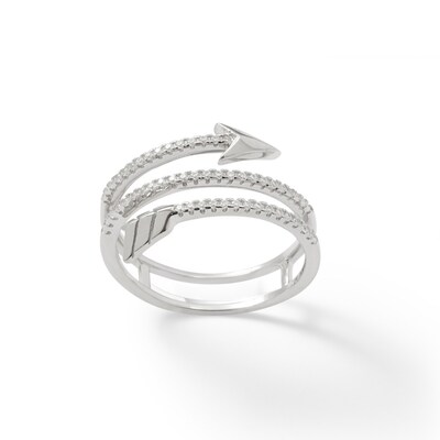 Sterling Silver CZ Arrow Wrap Ring Made in Italy - Size 7