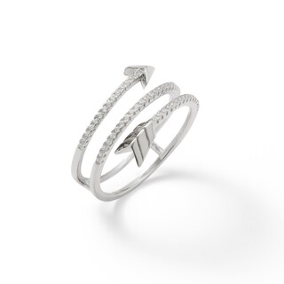 Sterling Silver CZ Arrow Wrap Ring Made in Italy - Size 7