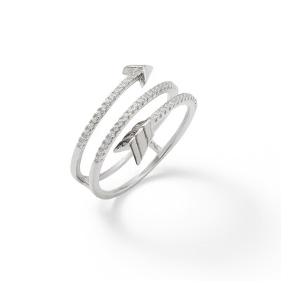 Sterling Silver CZ Arrow Wrap Ring Made in Italy - Size 7
