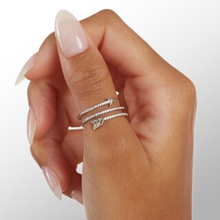Sterling Silver CZ Arrow Wrap Ring Made in Italy - Size 7