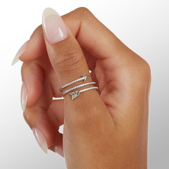 Sterling Silver CZ Arrow Wrap Ring Made in Italy - Size 7