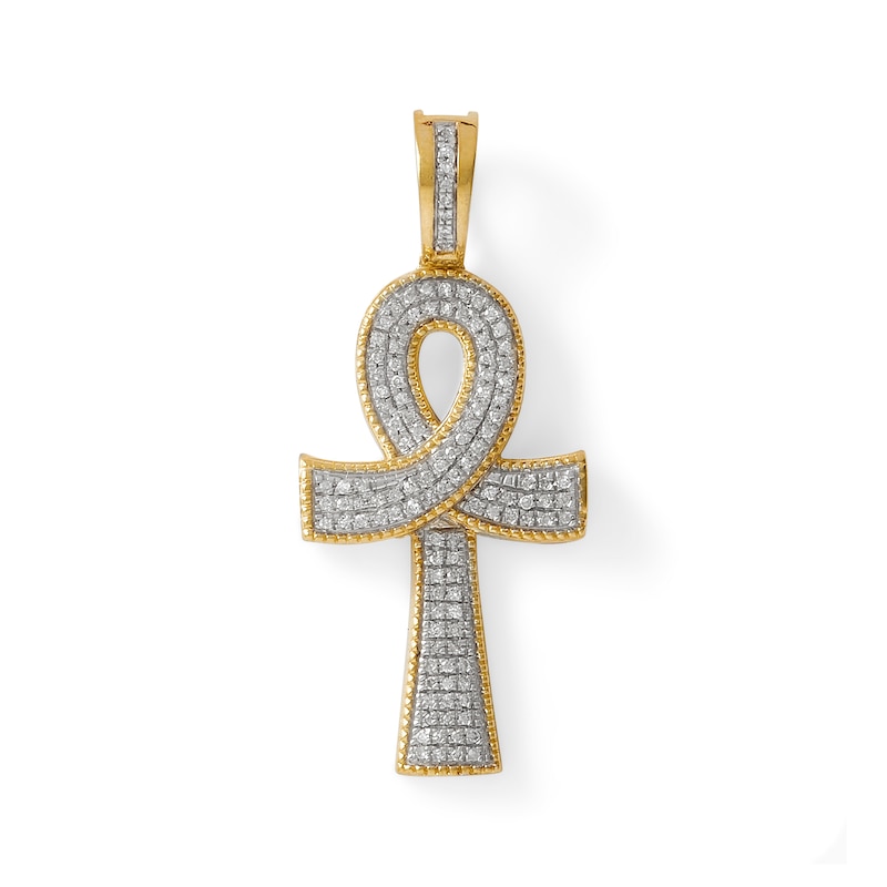 1/6 CT. T.W. Diamond Ankh Cross Pendant in 10K Gold