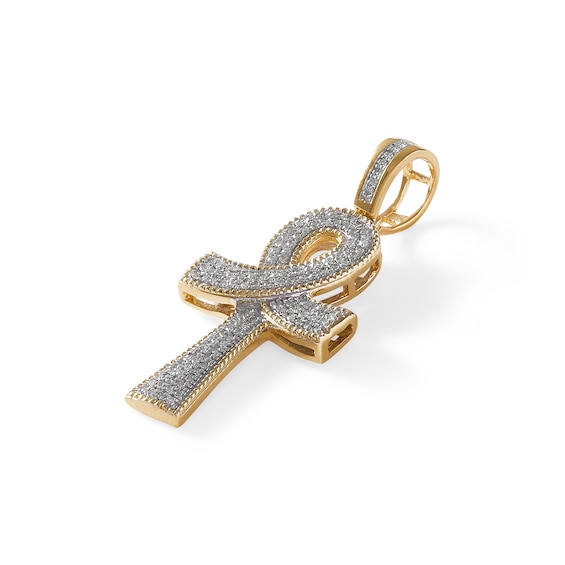 1/6 CT. T.W. Diamond Ankh Cross Pendant in 10K Gold